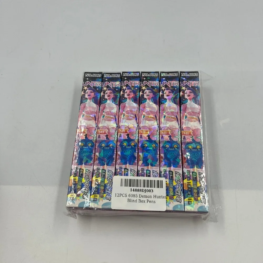 12 Pack Demon Hunter No. 6085 Blind Box Gel Pens 0.5mm Anime Girl Designs Black